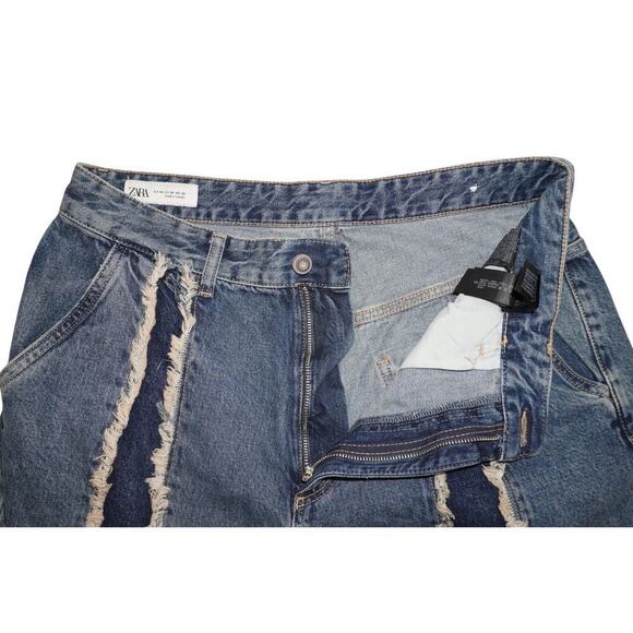 Zara High-Rise Frayed Panel Wide-Leg Jeans – Size 34 - Picture 5 of 7